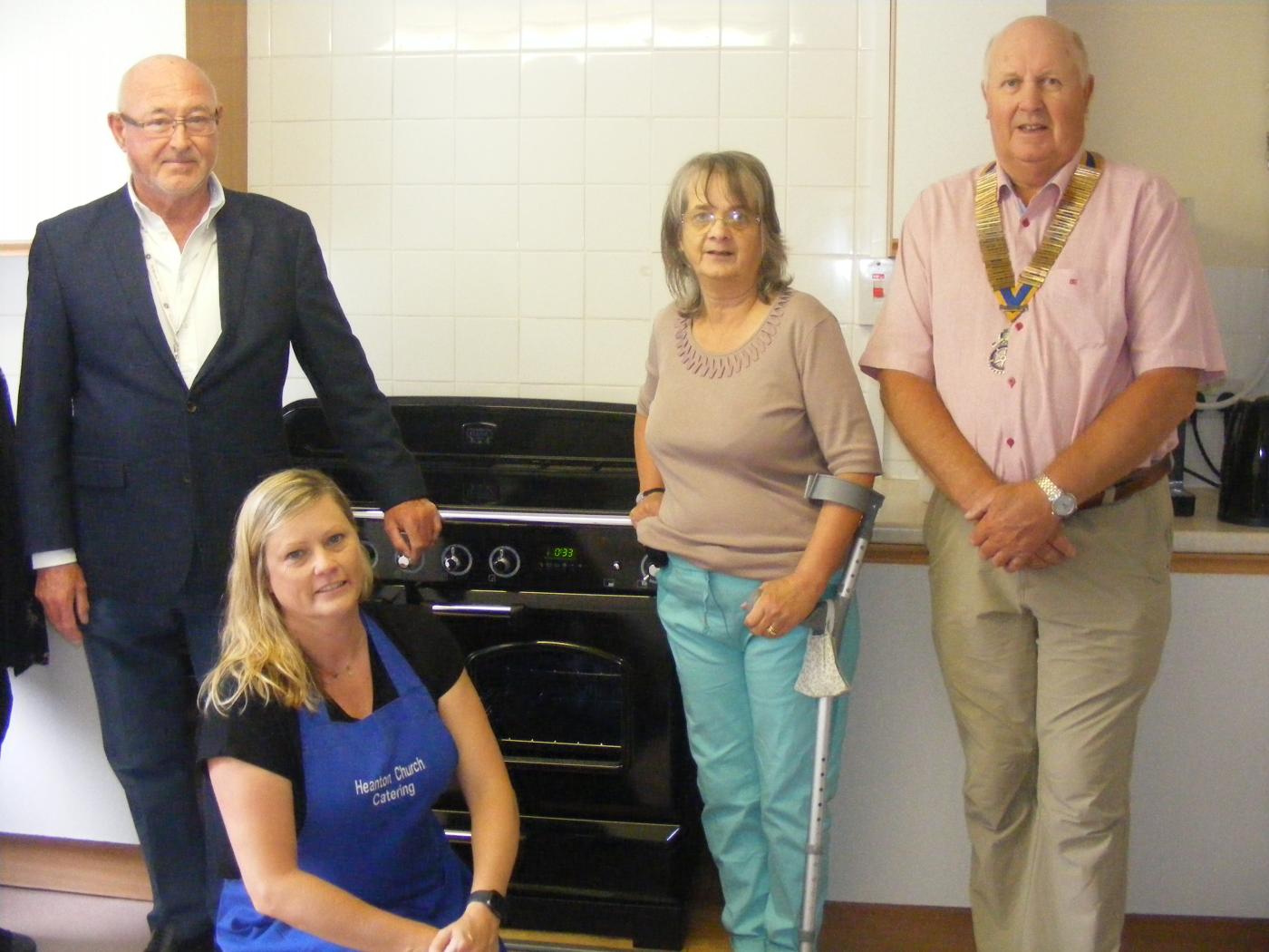 Ross Moon with Christine Westlake  Heanton Lunch Club and their new Rangemaster cooker