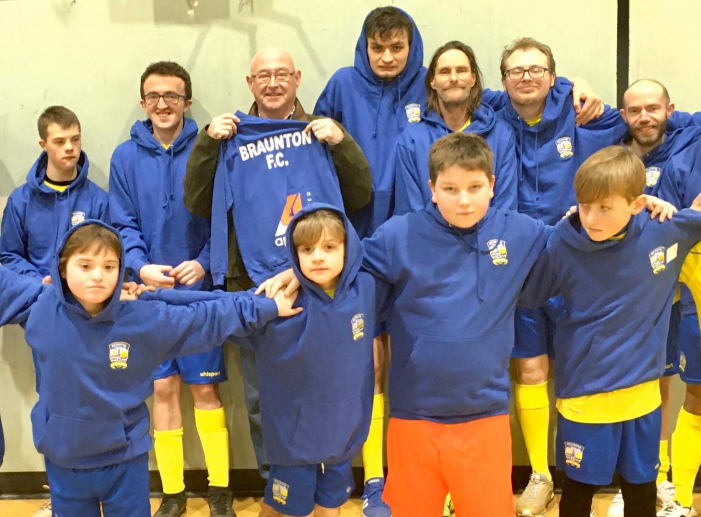 Braunton Football Ability with their hoodies